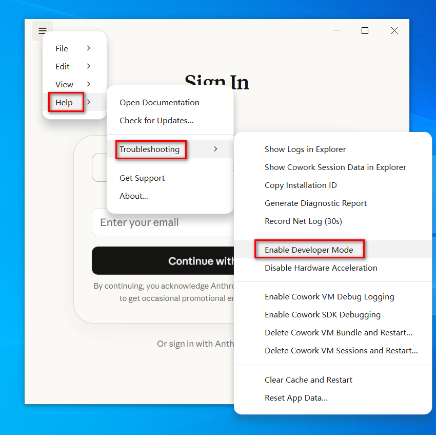 启动 Developer Mode 开发者模式