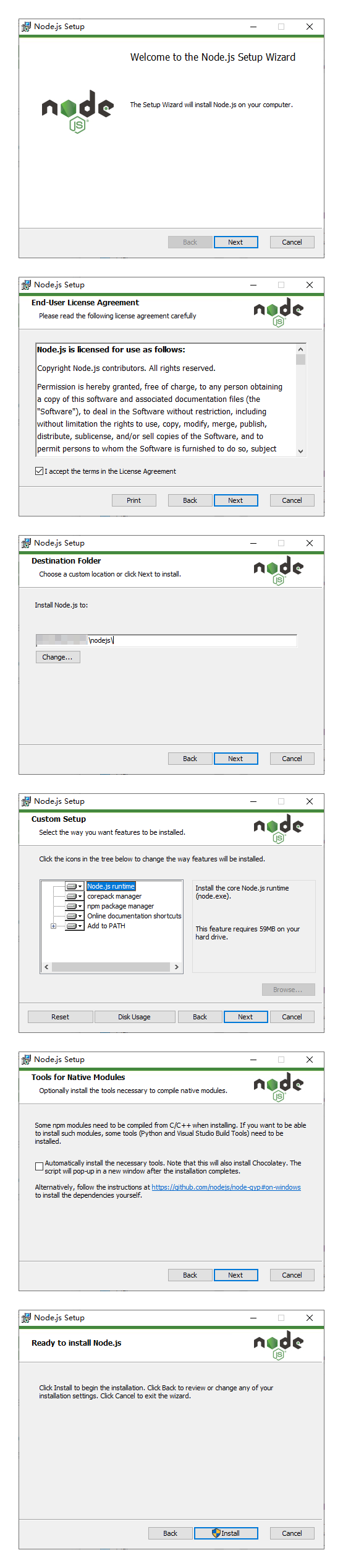安装 Windows 版本的 Node.js